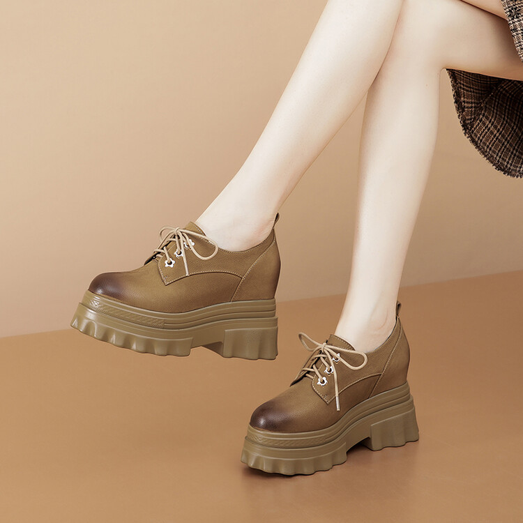 Deep Mouth Flat Shoes - Khaki Brown - 2024 Spring - Image 4
