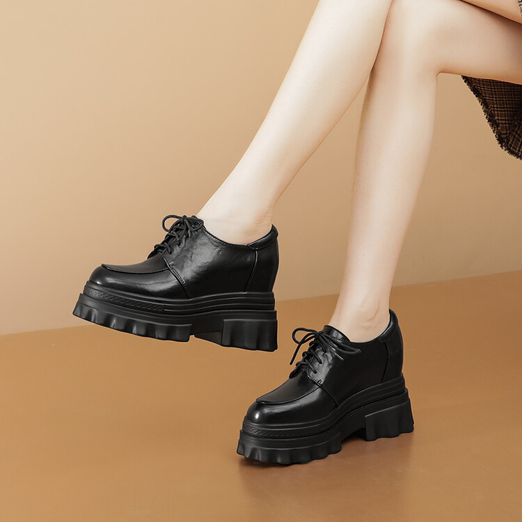 Deep Mouth High Heel Platform Lace-Up Shoes - Image 3