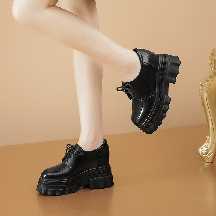 Deep Mouth High Heel Platform Lace-Up Shoes - Image 4