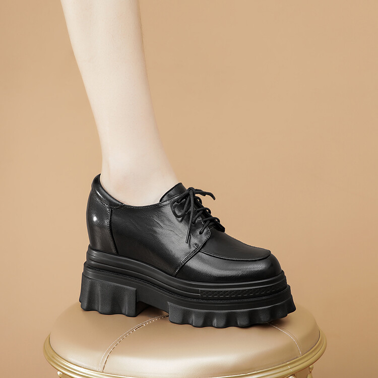 Deep Mouth High Heel Platform Lace-Up Shoes - Image 5