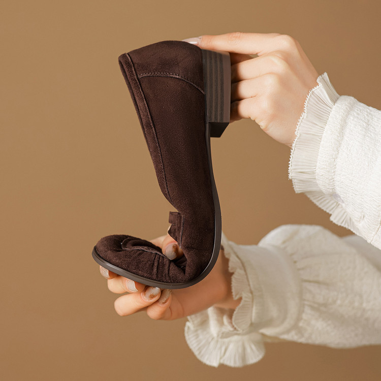 Minimalist Suede Loafers with Chunky Low Heel - Image 3