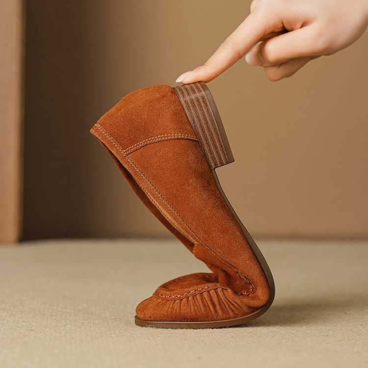 Minimalist Suede Loafers with Chunky Mid Heel - Style i.html - Image 5
