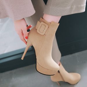 Suede High Heel Stiletto Ankle Boots with Side Zipper - Style c.html