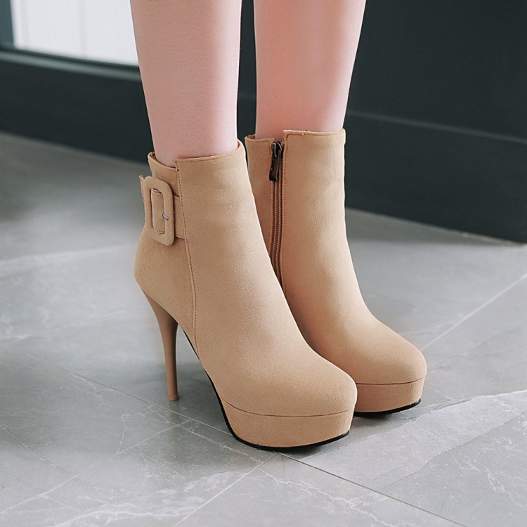 Suede High Heel Stiletto Ankle Boots with Side Zipper - Style c.html - Image 3