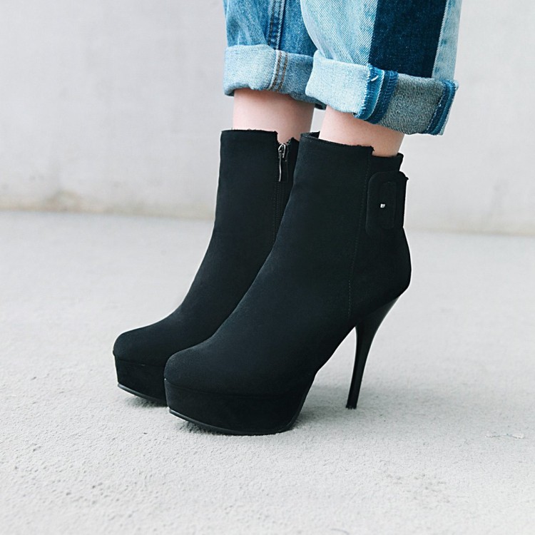 Suede High Heel Stiletto Ankle Boots with Side Zipper - Style c.html - Image 4