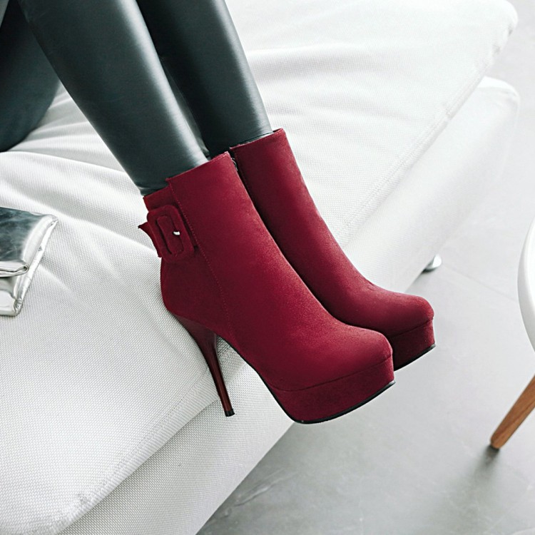 Suede High Heel Stiletto Ankle Boots with Side Zipper - Style c.html - Image 5
