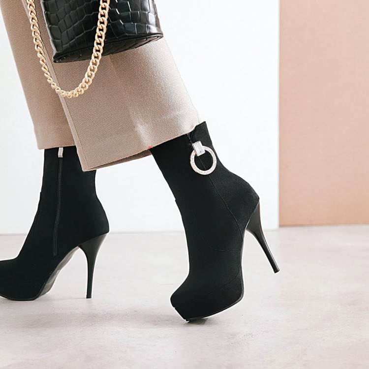 Suede High Heel Stiletto Ankle Boots with Side Zipper - Style k.html