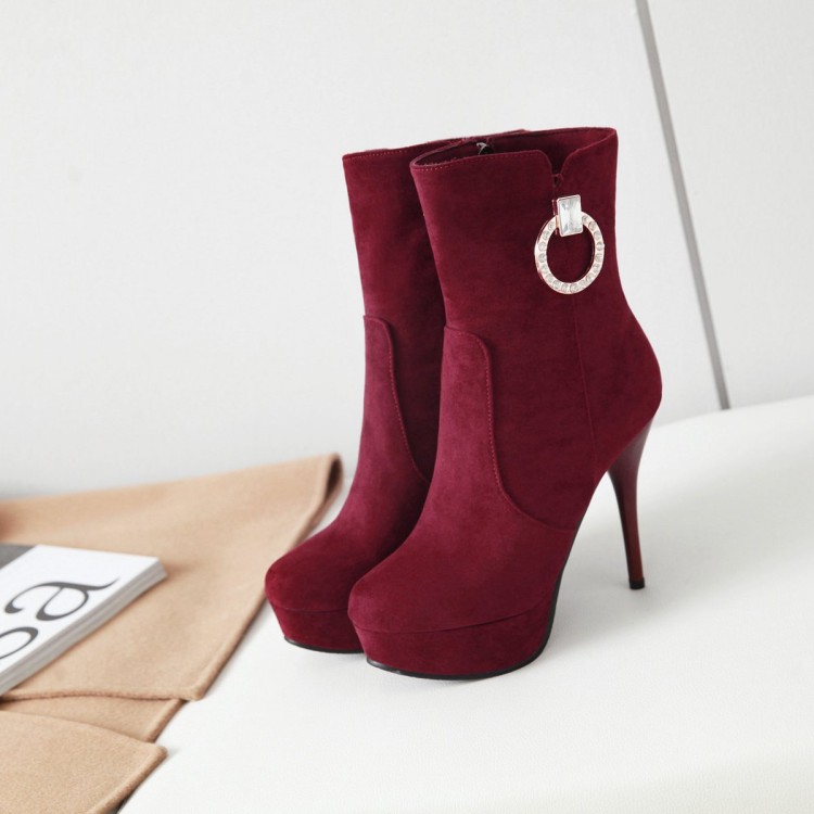 Suede High Heel Stiletto Ankle Boots with Side Zipper - Style k.html - Image 2