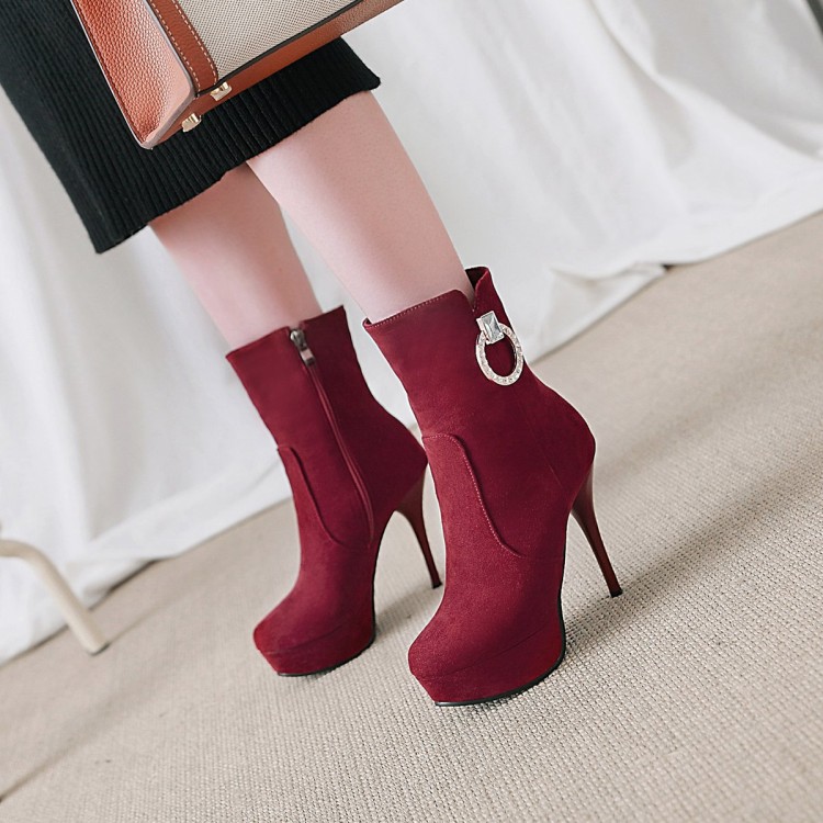 Suede High Heel Stiletto Ankle Boots with Side Zipper - Style k.html - Image 3