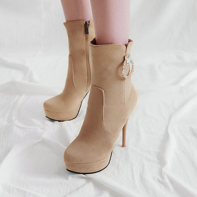Suede High Heel Stiletto Ankle Boots with Side Zipper - Style k.html - Image 4