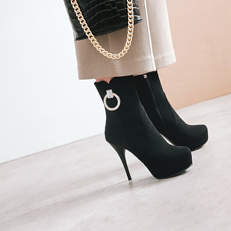 Suede High Heel Stiletto Ankle Boots with Side Zipper - Style k.html - Image 5