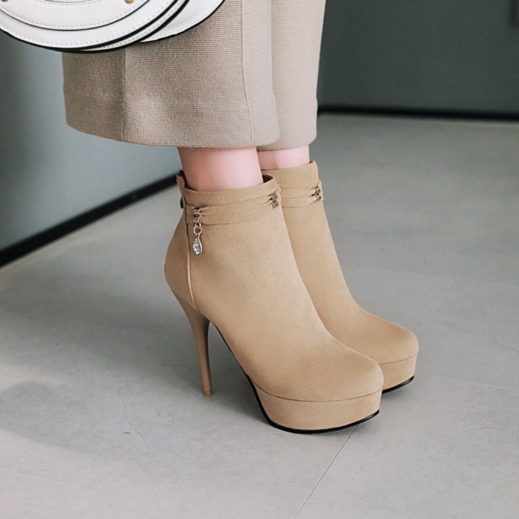 Suede Stiletto Heel Ankle Boots with Side Zipper - Image 3