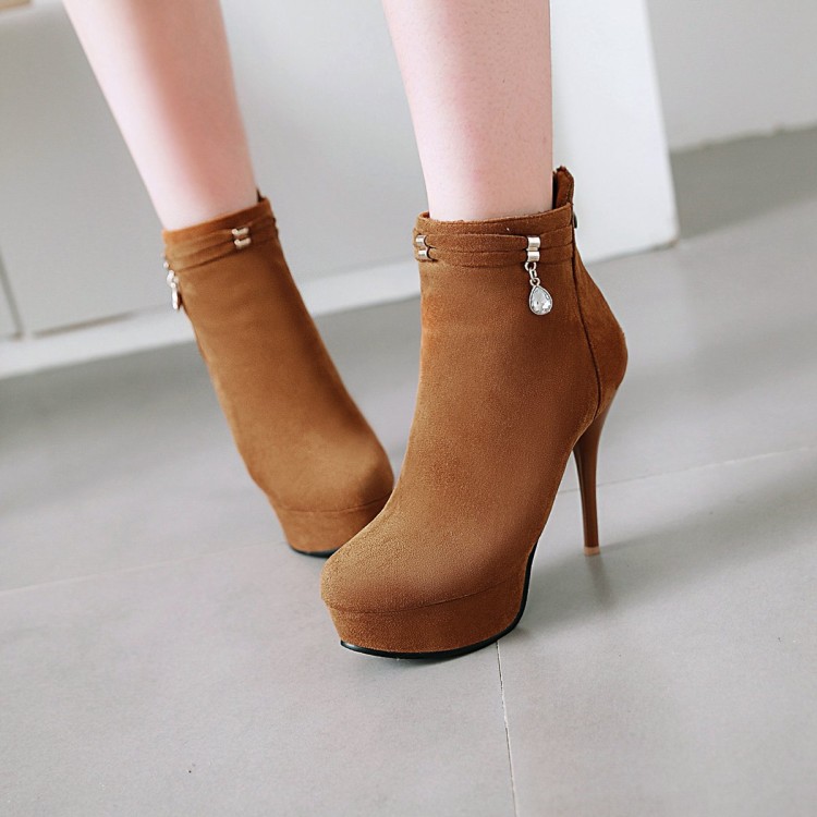 Suede Stiletto Heel Ankle Boots with Side Zipper - Image 4