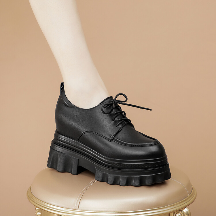 Women's Deep Mouth Flat Shoes Retro Round Toe Lace-Up Cross Strap - Image 5
