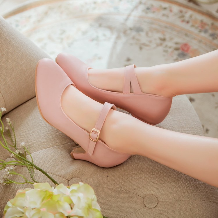 Women's Mary Jane Flat Shoes Low Heel Round Toe Buckle Strap Street Style - Image 2