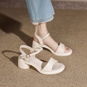 Women's Open Toe Block Heel Sandals - Summer Commute Style