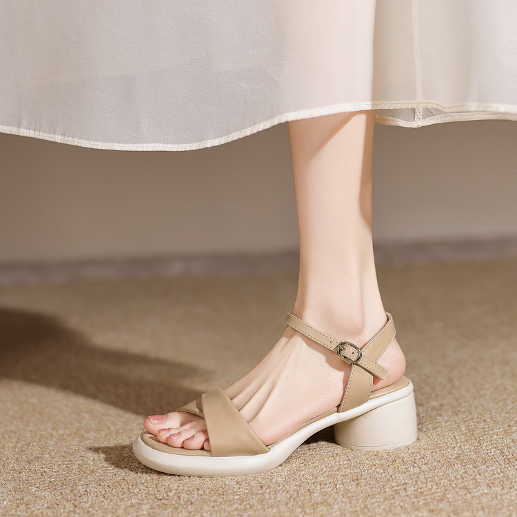 Women's Open Toe Block Heel Sandals - Summer Commute Style - Image 2