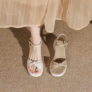 Women's Open Toe Mid Heel Block Sandals Light Luxury Summer 2026