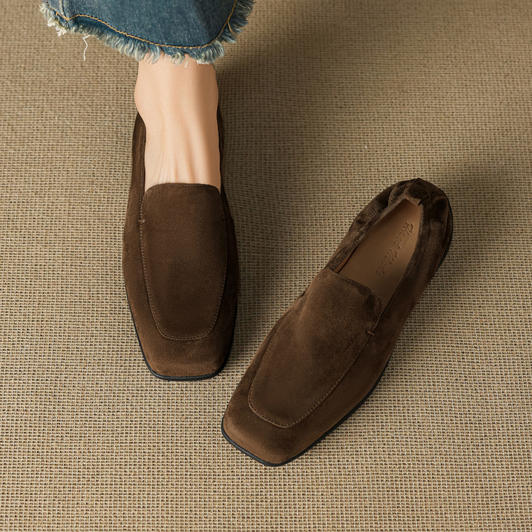 Women's Suede Loafers with Platform Sole Low Heel Square Toe Slip-On - Image 4